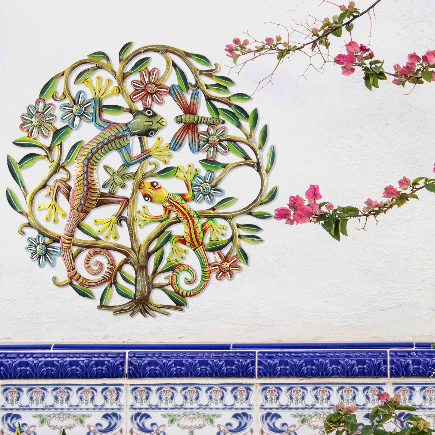 24 inch Painted Gecko Tree of Life - Croix des Bouquets    Home Decor Supply | Online Retail | ShoreShopper.com