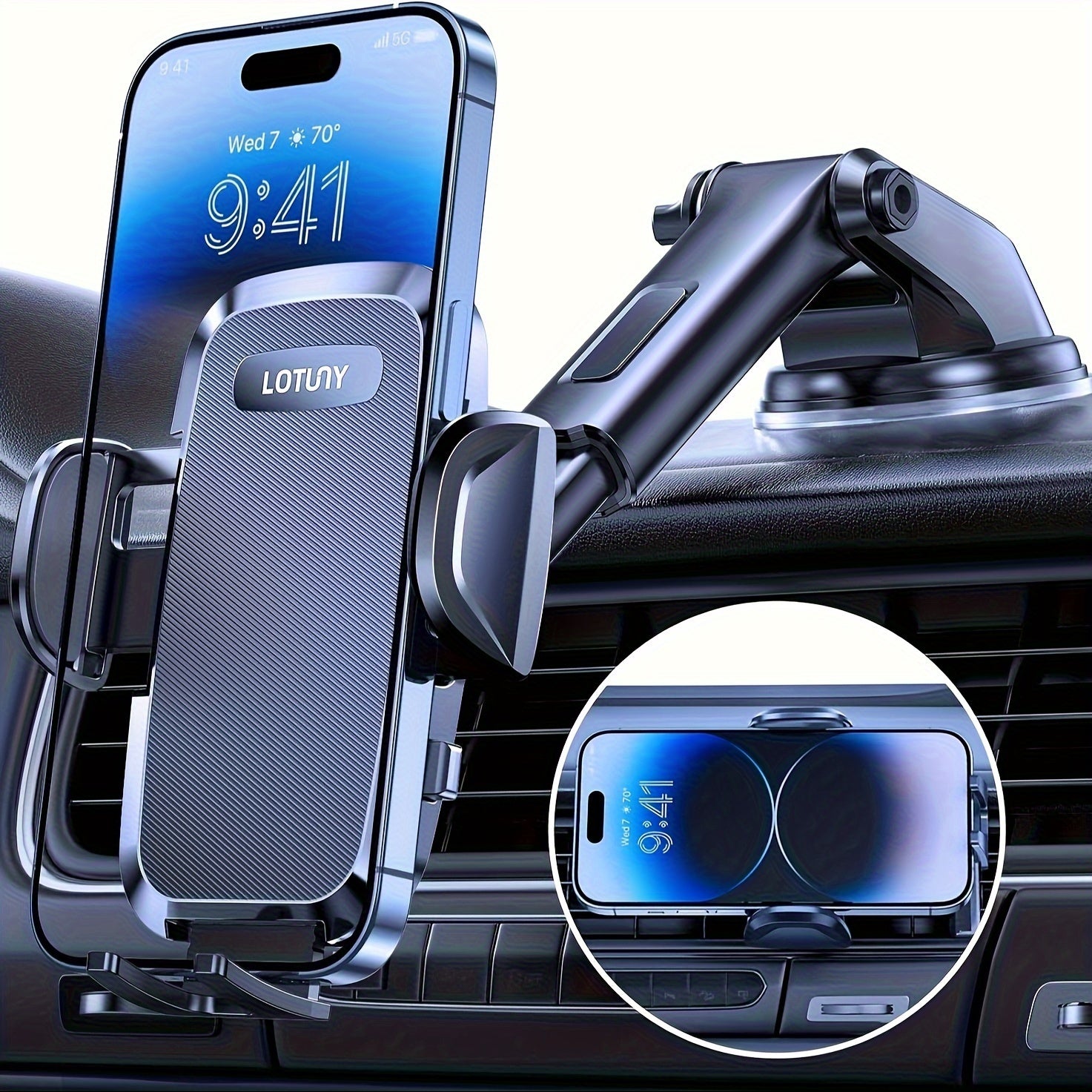 LOTUNY Car Phone Holder, Universal Hands-Free Phone Holders for Your Car, 3-in-1 Phone Mount for CarAir Vent Compatible with for iphone for samsung Google and All 4" to 7, 2" Phones    Home Decor Supply | Online Retail | ShoreShopper.com