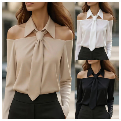 Fashion Women Tank Top Halter Neck Strap Lapel Design Long Sleeve Blouses Sexy Shirt For Spring Summer    Home Decor Supply | Online Retail | ShoreShopper.com