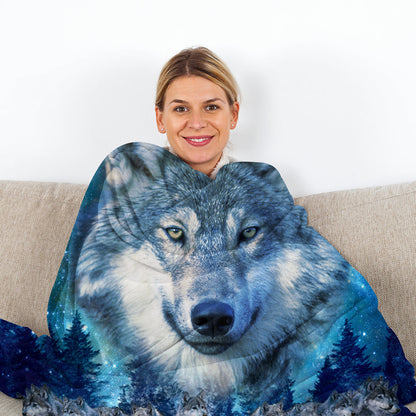 1pc Starry Wolf Pack Soft Printed Flannel Sofa Blanket Comfortable And Warm Home Use Suitable For Bed Sofa Camping And Multi Scene Seasonal Use    Home Decor Supply | Online Retail | ShoreShopper.com