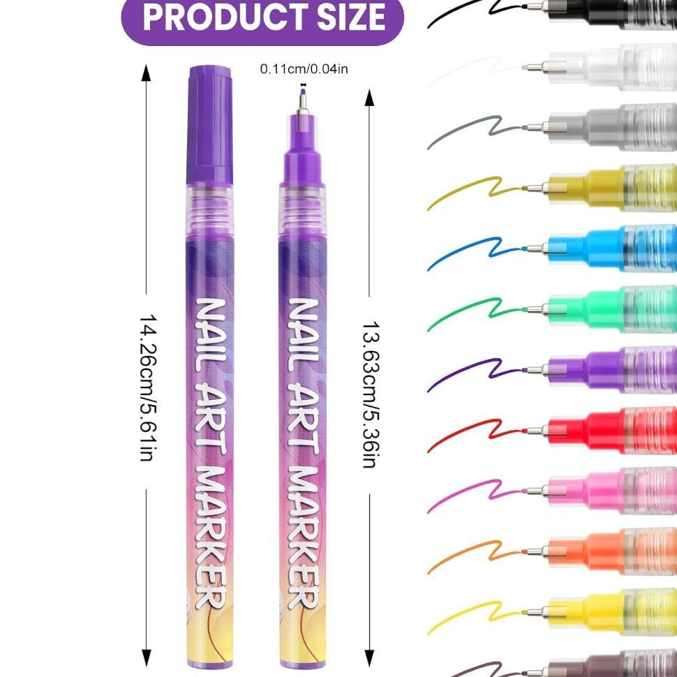 Doodle Nail Art Pen 12-color Liner Paint Brush Nail    Home Decor Supply | Online Retail | ShoreShopper.com