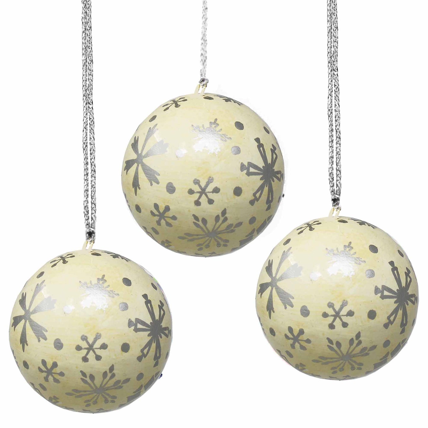 Handpainted Ornaments, Silver Snowflakes - Pack of 3    Home Decor Supply | Online Retail | ShoreShopper.com