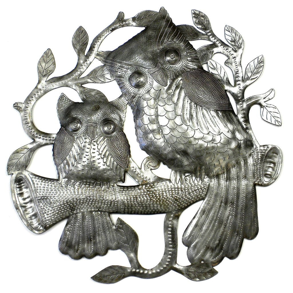 Pair of Owls on Perch Metal Wall Art - Croix des Bouquets    Home Decor Supply | Online Retail | ShoreShopper.com