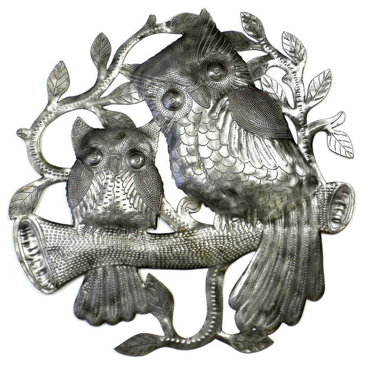 Pair of Owls on Perch Metal Wall Art - Croix des Bouquets    Home Decor Supply | Online Retail | ShoreShopper.com