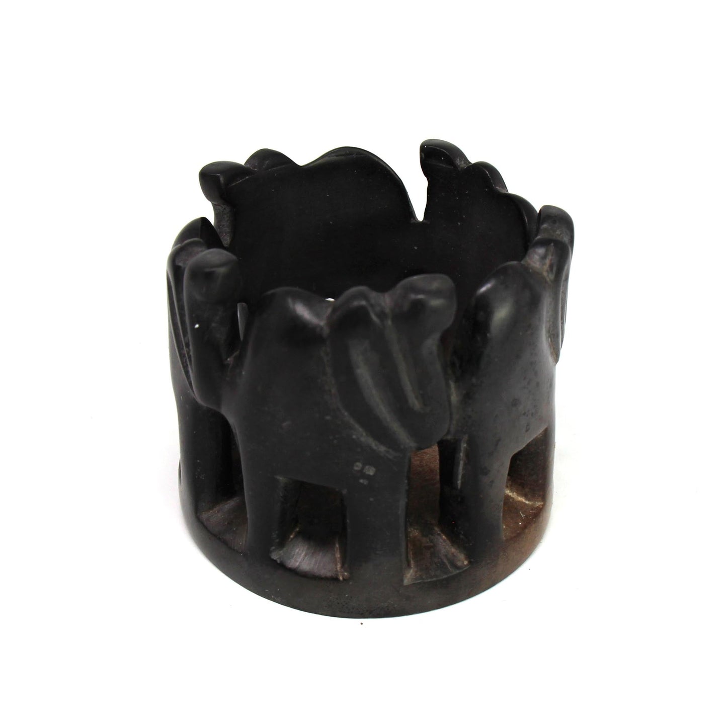 Circle of Elephants Soapstone Sculpture, 3 to 3.5-inch - Dark Stone    Home Decor Supply | Online Retail | ShoreShopper.com
