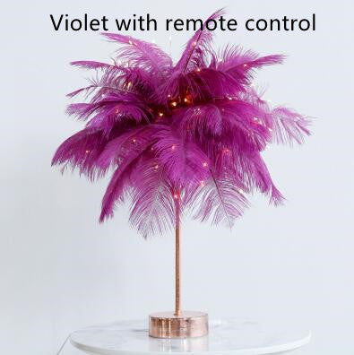 Nordic Feather Table Lamp w/ Remote Control - Dimmable LED Bedside Light - ShoreCo.Shop