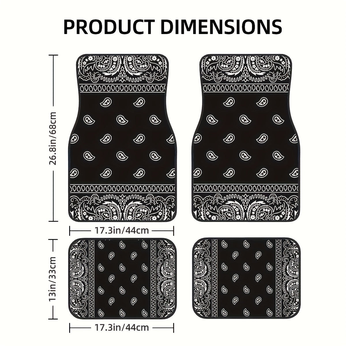 [Black Retro Car Carpets] 4pcs Set Of Black Retro Patterned Car Carpets, Four-season Vehicle Carpets, with Anti-slip Base, Easy to Clean Car Interior Accessories, Suitable for All Car Models    Home Decor Supply | Online Retail | ShoreShopper.com