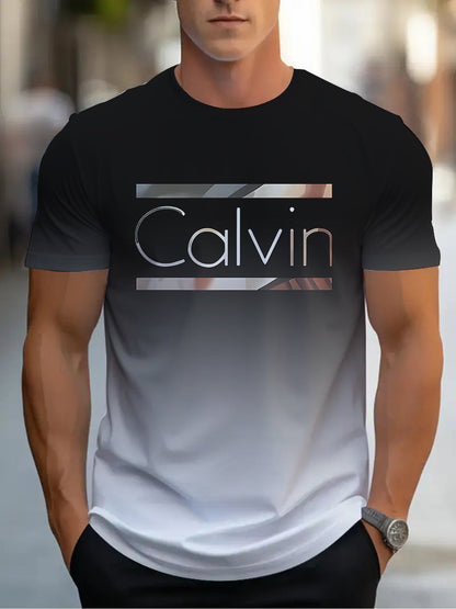 Summer Men'S 3D Digital Printing, Cool Gradual Change: "Calvin" Printed T-Shirt, Casual And Comfortable Versatile Men'S Round Neck Short Sleeves, Suitable for Daily And Sports Wear    Home Decor Supply | Online Retail | ShoreShopper.com