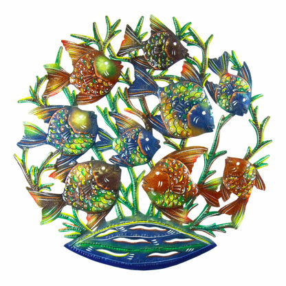 24-Inch Painted School of Fish Metal Wall Art - Croix des Bouquets    Home Decor Supply | Online Retail | ShoreShopper.com