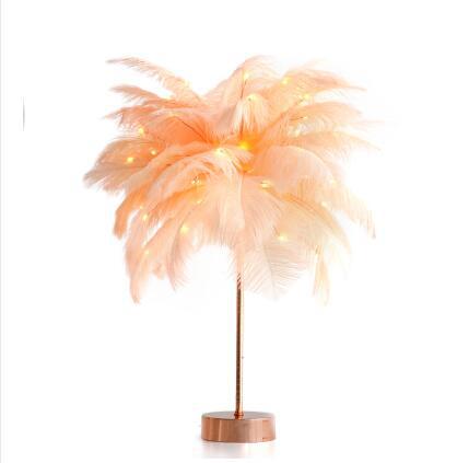 Nordic Feather Table Lamp w/ Remote Control - Dimmable LED Bedside Light - ShoreCo.Shop