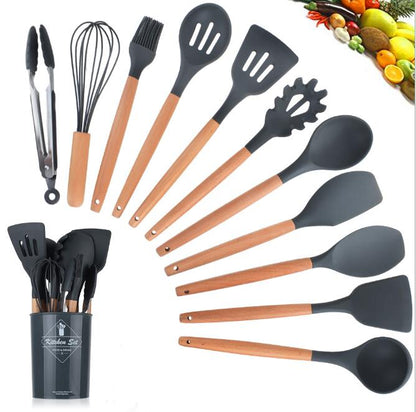 Silicone Kitchenware With Wooden Handle - ShoreCo.Shop