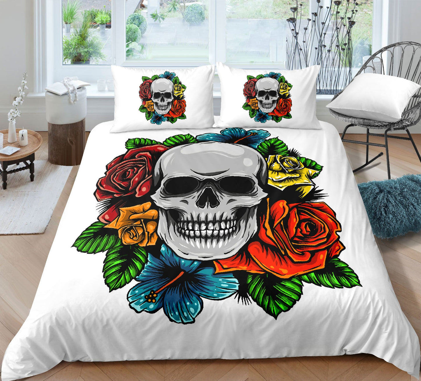 Fashion Skull 3D Digital Printing Skull Three-piece Set Bed Sheet Quilt Cover Pillowcase    Home Decor Supply | Online Retail | ShoreShopper.com
