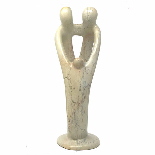 Natural 10-inch Tall Soapstone Family Sculpture - 2 Parents 1 Child - Smolart    Home Decor Supply | Online Retail | ShoreShopper.com