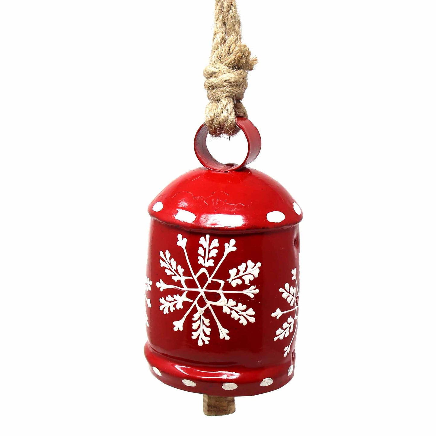 Recycled Rustic Red and White Snowflake Irong Hanging Bell    Home Decor Supply | Online Retail | ShoreShopper.com