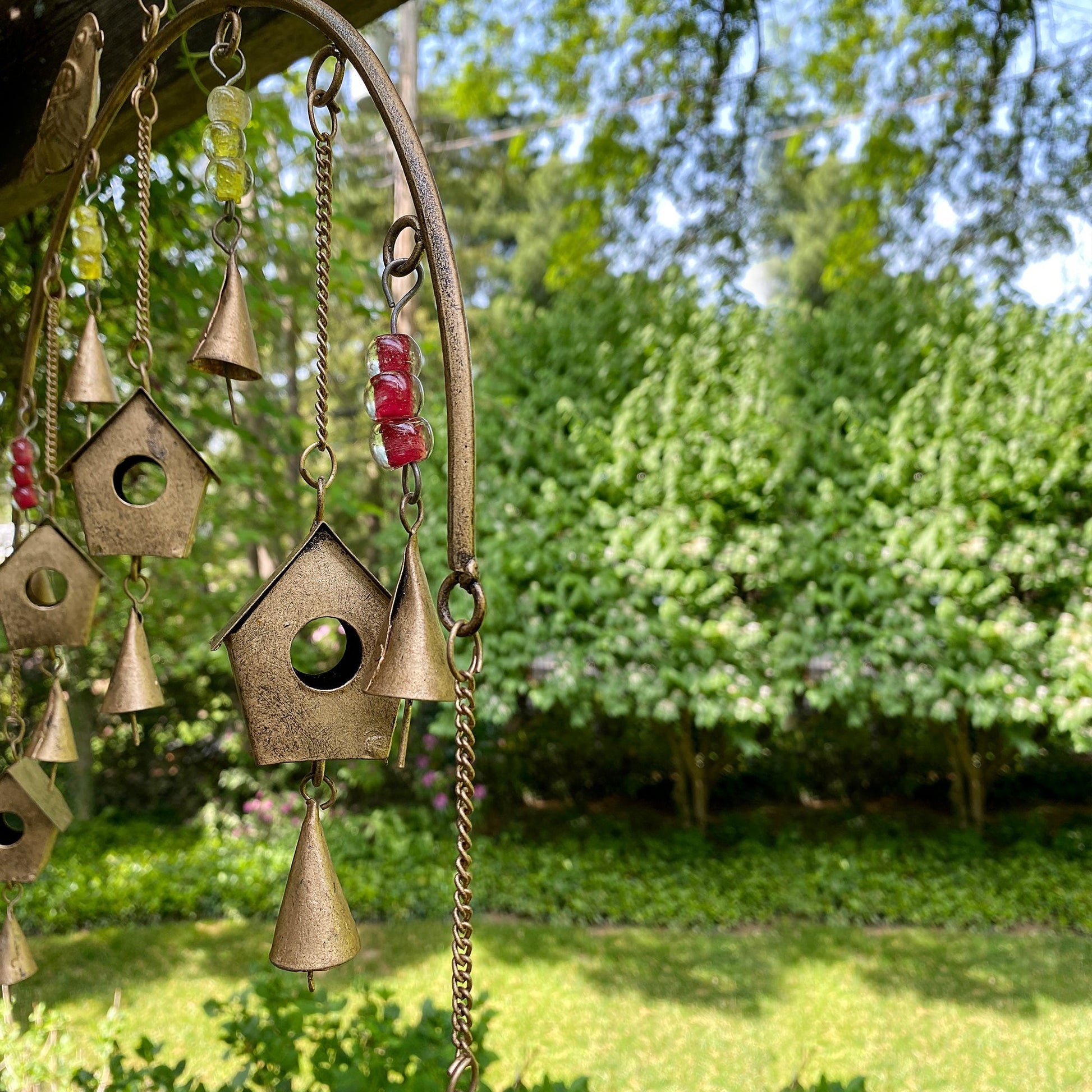 Handcrafted Bird Chime, Recycled Iron and Glass Beads    Home Decor Supply | Online Retail | ShoreShopper.com
