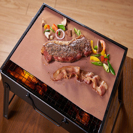 BBQ Grill Mat Copper Non-stick Barbecue Baking Liners Reusable Cooking Sheets PTFE Bakeware Sheet Easy Clean    Home Decor Supply | Online Retail | ShoreShopper.com