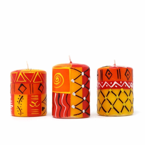 Set of Three Boxed Hand-Painted Candles - Zahabu Design - Nobunto    Home Decor Supply | Online Retail | ShoreShopper.com