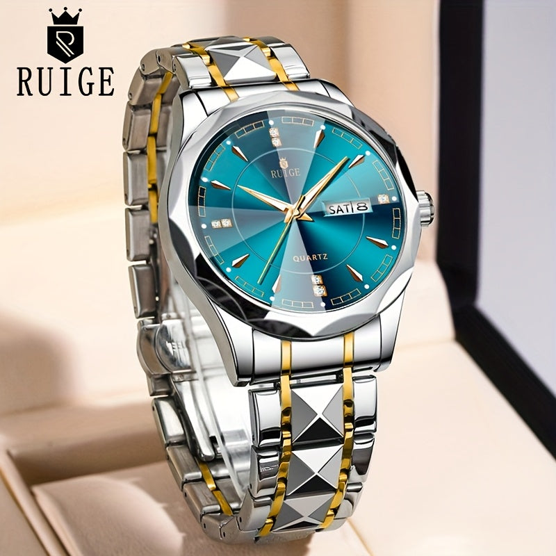 RUIGE Men's Watch Quartz Watch Luminous Stainless Steel Luxury Calendar Men's Chronograph Watch Timepiece Thanksgiving Day    Home Decor Supply | Online Retail | ShoreShopper.com