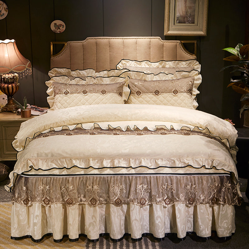 Velvet Bed Skirt Four-piece Quilted Padded Bed Cover Bedspread    Home Decor Supply | Online Retail | ShoreShopper.com
