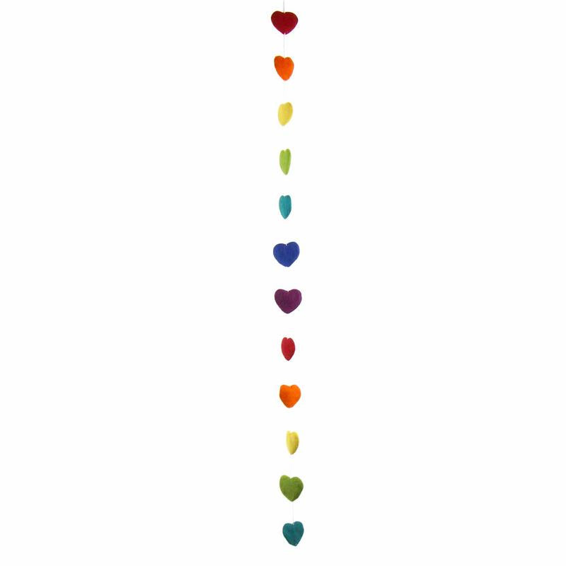 Hand Crafted Felt from Nepal: Hearts Garland, Multicolored    Home Decor Supply | Online Retail | ShoreShopper.com