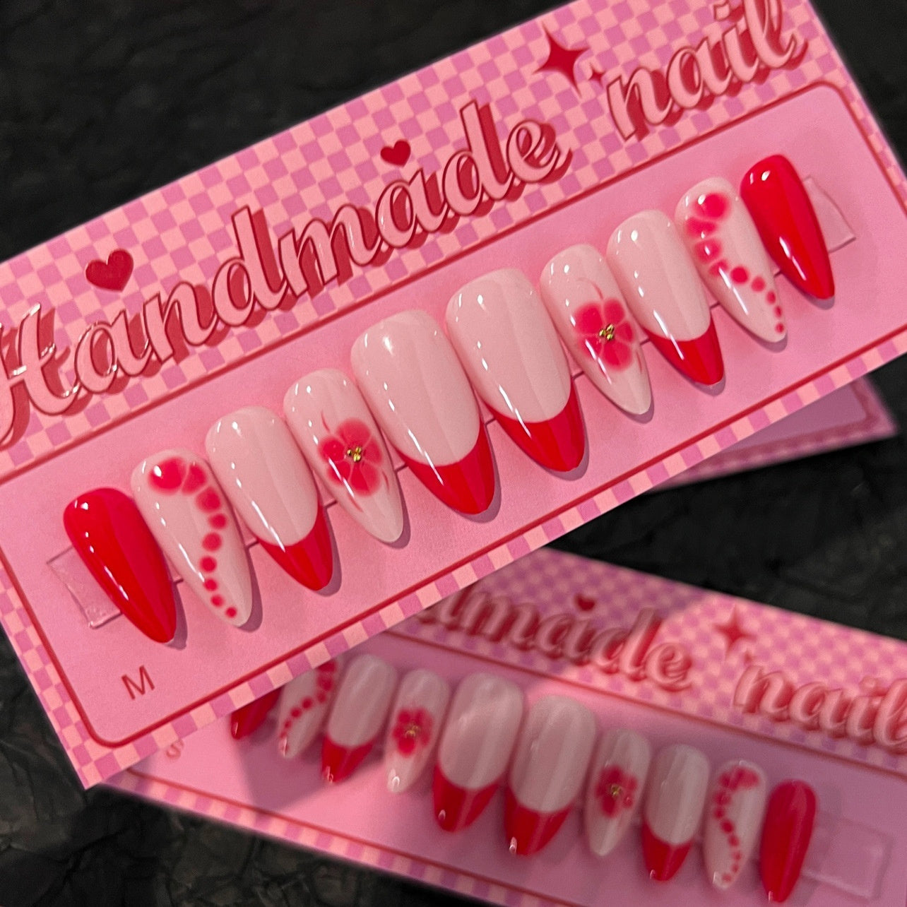 Wear Polish French Red Art Fake Nails Flower Nail Patch    Home Decor Supply | Online Retail | ShoreShopper.com