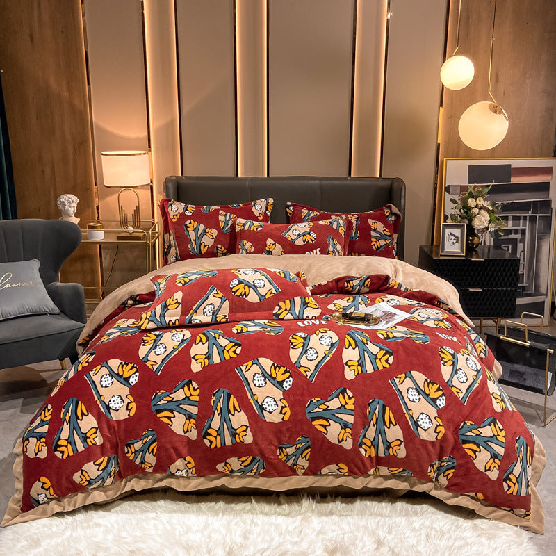 Fashionable Nordic Thick Warm Double-sided Velvet Bed Sheet    Home Decor Supply | Online Retail | ShoreShopper.com