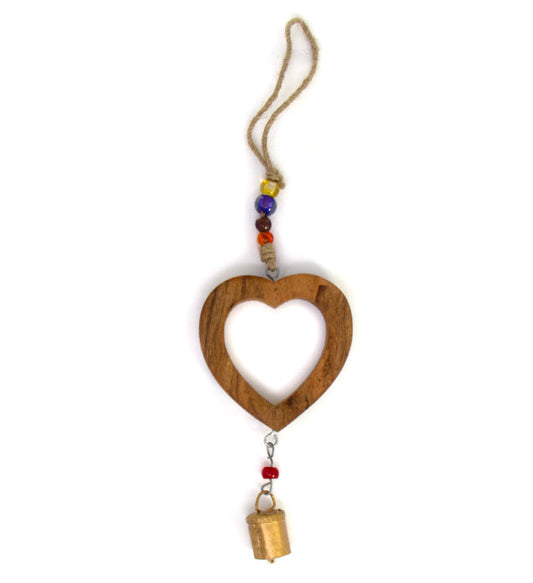 Handcrafted Wood Heart Chime with Iron Bell    Home Decor Supply | Online Retail | ShoreShopper.com