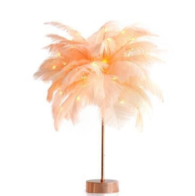 Nordic Feather Table Lamp w/ Remote Control - Dimmable LED Bedside Light - ShoreCo.Shop