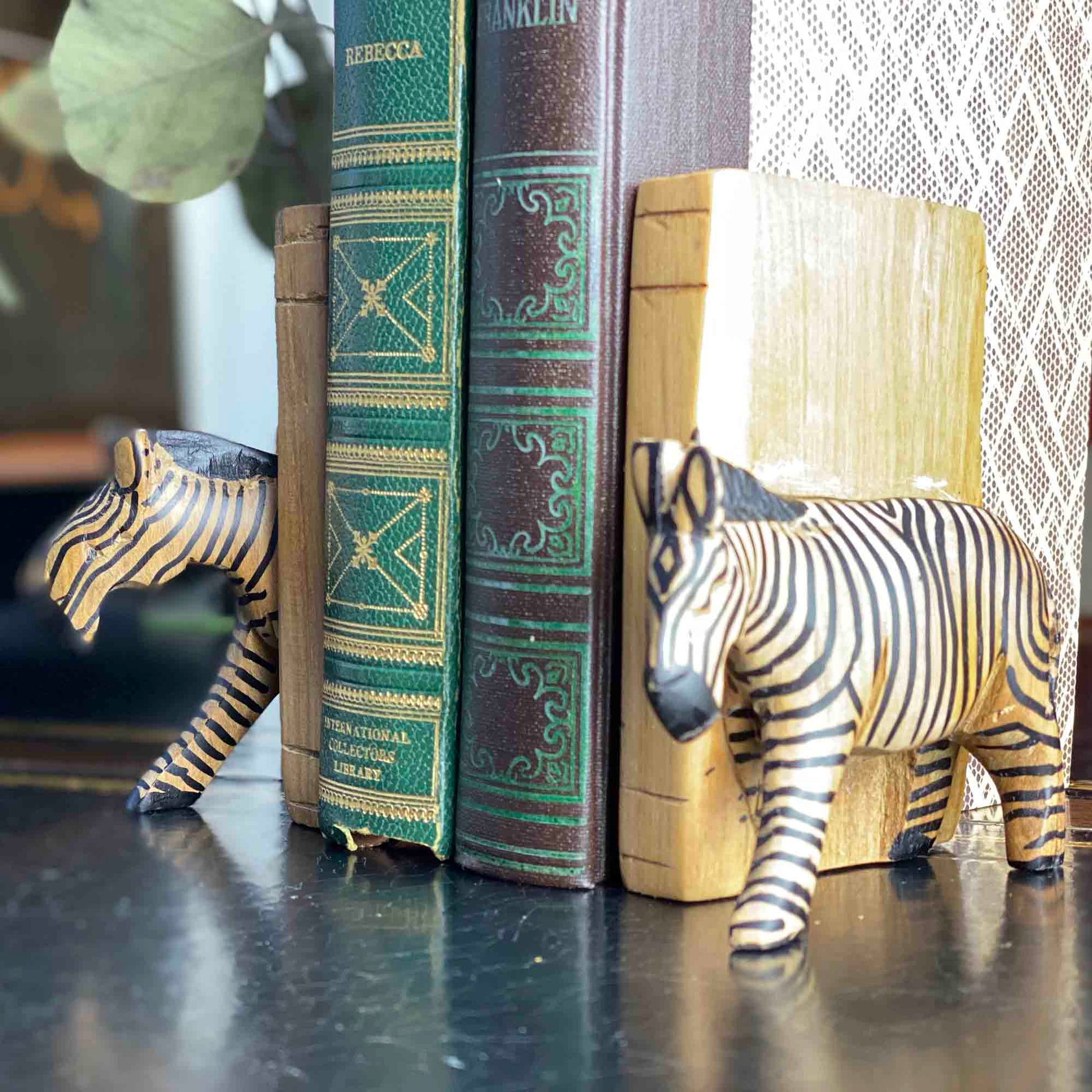 Carved Wood Zebra Book Ends, Set of 2    Home Decor Supply | Online Retail | ShoreShopper.com