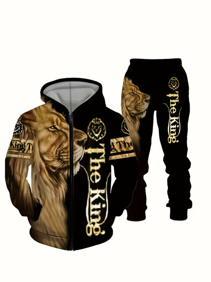 Men'S Casual 2pc Digital Lion Design Sweatshirt And Pants Combination    Home Decor Supply | Online Retail | ShoreShopper.com