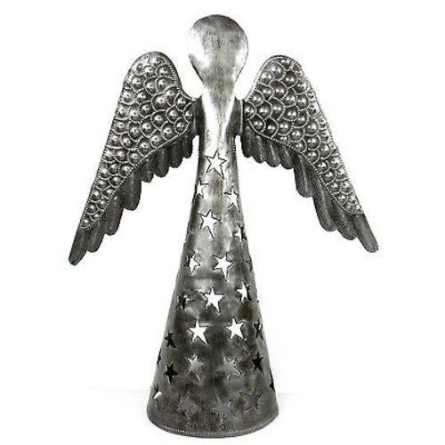 14-inch Metalwork Angel - Wings Down  - Croix des Bouquets (H)    Home Decor Supply | Online Retail | ShoreShopper.com