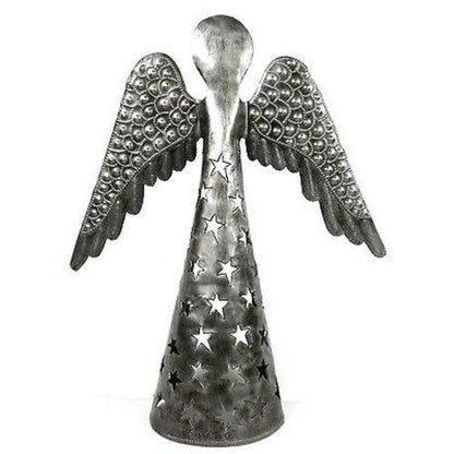 14-inch Metalwork Angel - Wings Down  - Croix des Bouquets (H)    Home Decor Supply | Online Retail | ShoreShopper.com