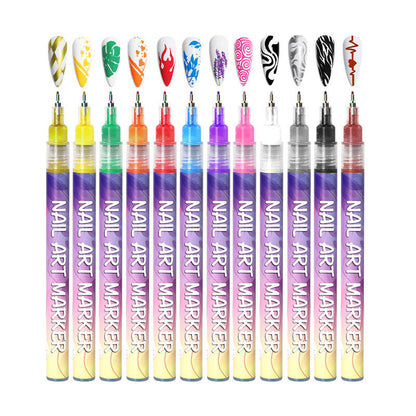 Nail Art Graffiti Pen 12 Colors Acrylic Paint Painted    Home Decor Supply | Online Retail | ShoreShopper.com