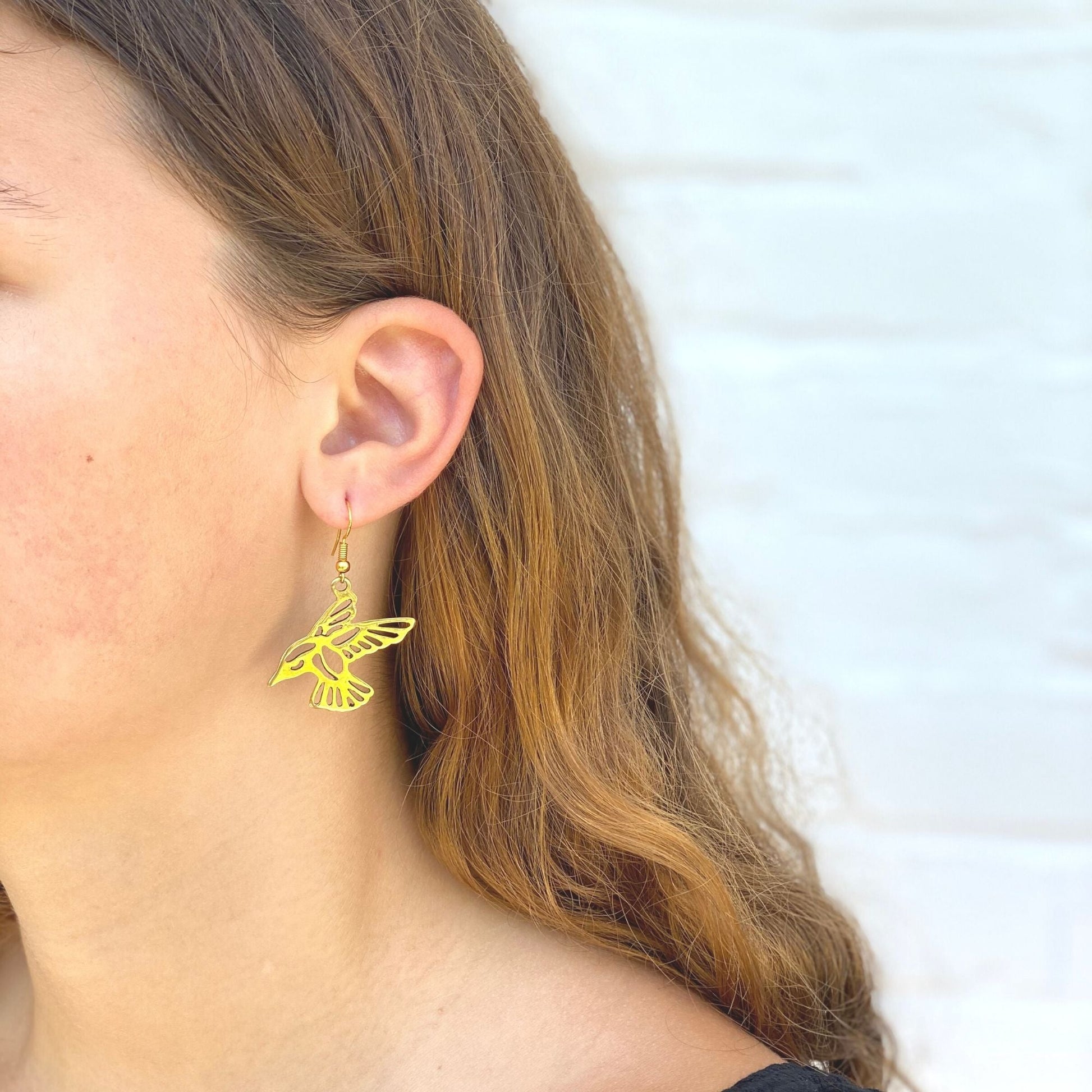 Pair of Birds in Tumbaga Gold Drop Earrings    Home Decor Supply | Online Retail | ShoreShopper.com