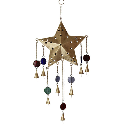 Handcrafted Ornate Star Chime, Recycled Iron and Glass Beads    Home Decor Supply | Online Retail | ShoreShopper.com