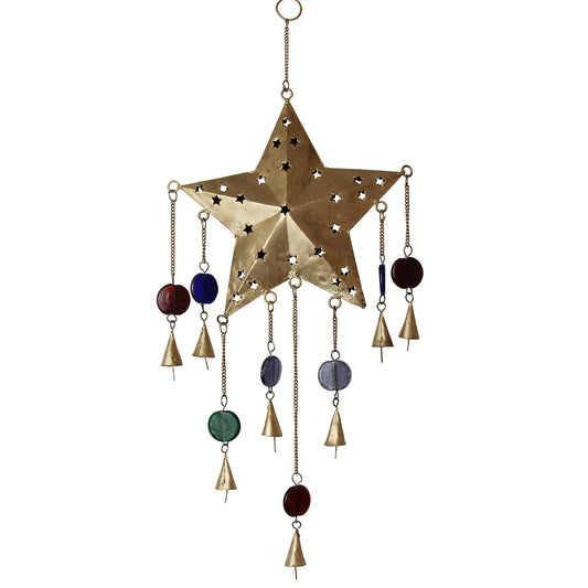 Handcrafted Ornate Star Chime, Recycled Iron and Glass Beads    Home Decor Supply | Online Retail | ShoreShopper.com
