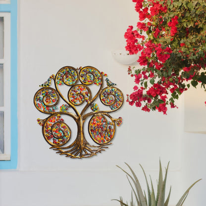 Autumn Spiral Tree of Life Haitian Steel Drum Wall Art    Home Decor Supply | Online Retail | ShoreShopper.com