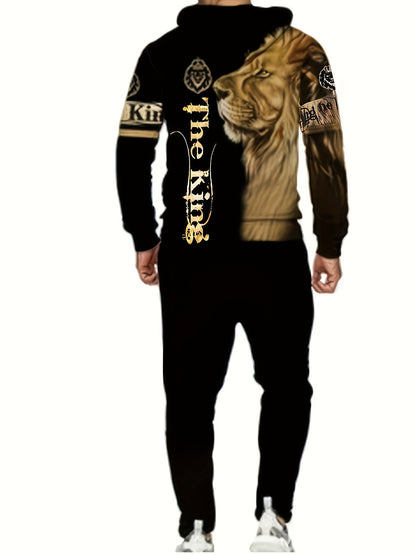 Men'S Casual 2pc Digital Lion Design Sweatshirt And Pants Combination    Home Decor Supply | Online Retail | ShoreShopper.com