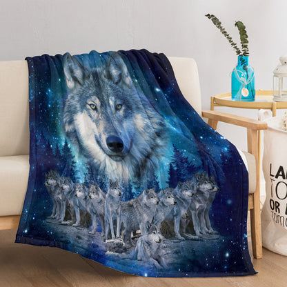 1pc Starry Wolf Pack Soft Printed Flannel Sofa Blanket Comfortable And Warm Home Use Suitable For Bed Sofa Camping And Multi Scene Seasonal Use    Home Decor Supply | Online Retail | ShoreShopper.com