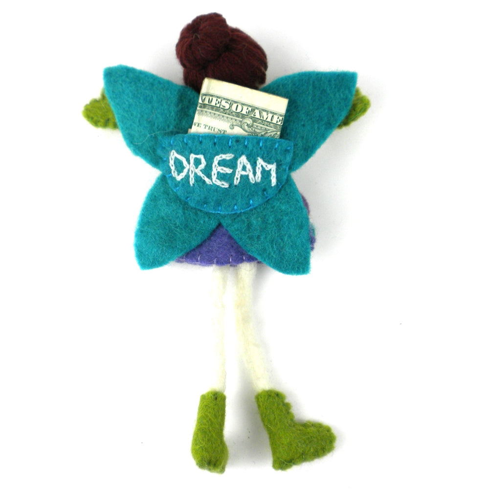 Hand Felted Tooth Fairy Pillow - Brunette with Purple Dress - Global Groove    Home Decor Supply | Online Retail | ShoreShopper.com