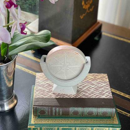 Compass Soapstone Sculpture, Light Gray Stone    Home Decor Supply | Online Retail | ShoreShopper.com