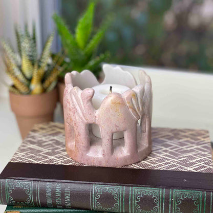 Circle of Elephants Soapstone Sculpture, 3 to 3.5-inch - Light Natural Stone    Home Decor Supply | Online Retail | ShoreShopper.com
