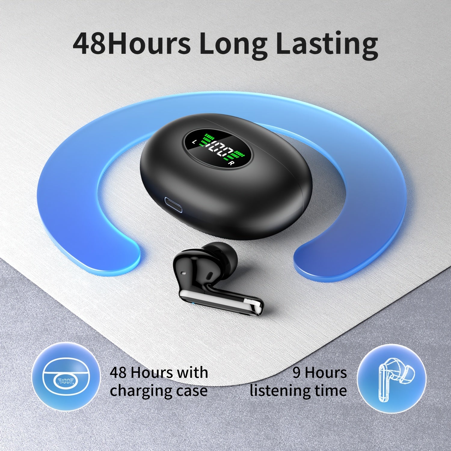 Bluetooth Earphones, Bluetooth Earbuds, In Ear Earphones, Wireless Earphones, with LED Power Display Charging Case, Bluetooth 5.4 Earphones, True Wireless Bluetooth Earphones, Playback Time Of 40 Hours, Wireless Noise Cancell    Home Decor Supply | Online Retail | ShoreShopper.com