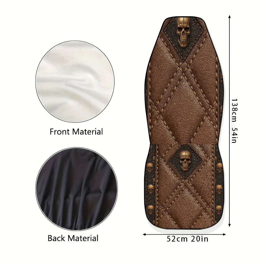 2pcs Brown Skull Car Seat Covers Suitable for Front Seats, High Back Design, Material, Suitable for Cars, SUVs and Trucks, Women's Car Accessories, Christmas Eve Scares, Halloween, Special Promotion Clearance.    Home Decor Supply | Online Retail | ShoreShopper.com