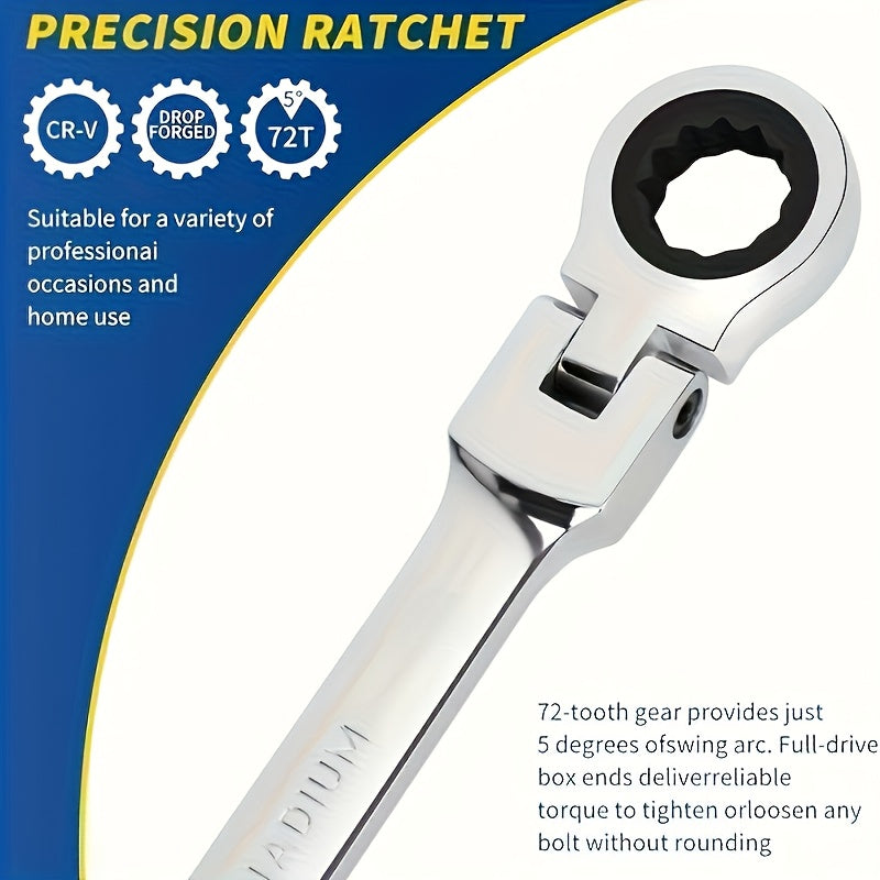 2/10pcs Heavy-duty Industrial 72-tooth Socket Wrenches, Fixed Head and Ratchet Mechanical Tools, 2-in-1 Open and Box Wrenches, Cr-V Structure, Auto Repair, DIY, Professional Tool Kit (compatible with 6&8mm) - ShoreCo.Shop