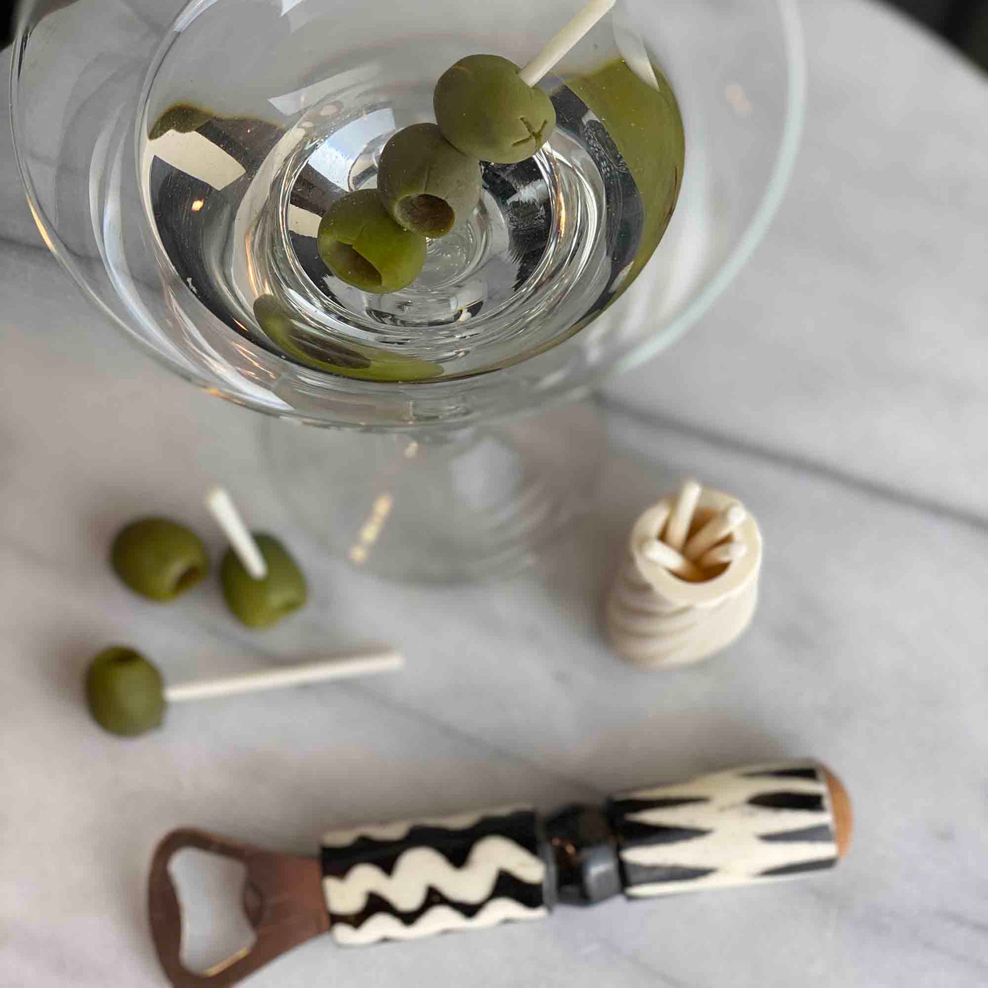 Hand-caved Cocktail Picks & Jar in Natural Bone    Home Decor Supply | Online Retail | ShoreShopper.com
