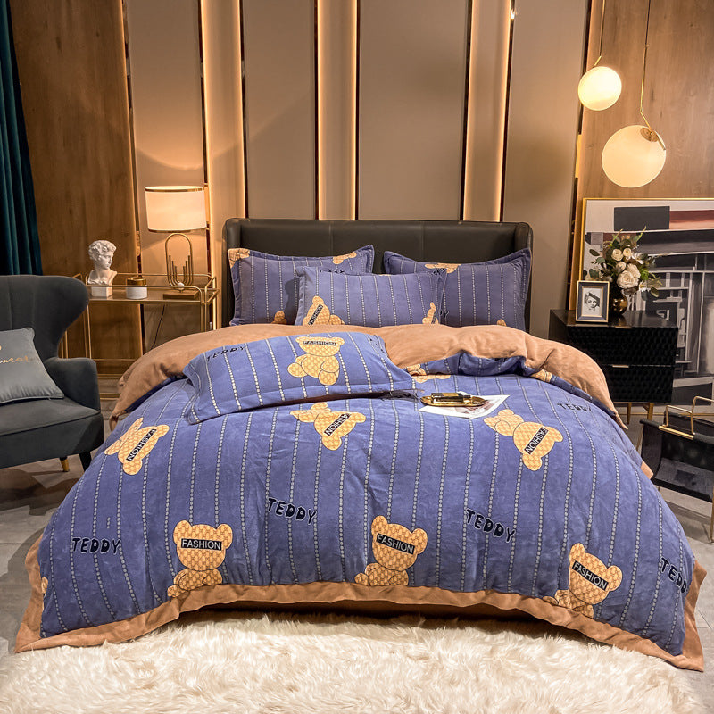 Fashionable Nordic Thick Warm Double-sided Velvet Bed Sheet    Home Decor Supply | Online Retail | ShoreShopper.com