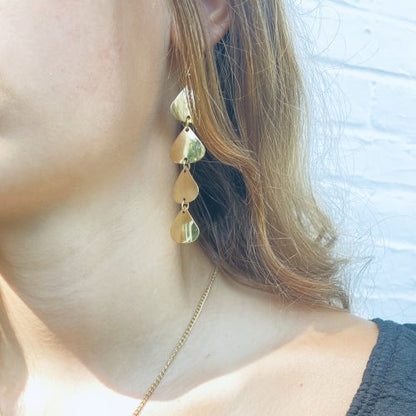 Geometric Tiered Brass Drop Earrings    Home Decor Supply | Online Retail | ShoreShopper.com