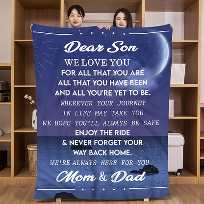 Gift From Mom And Dad To Son Printed With One Sided Flange Blanket    Home Decor Supply | Online Retail | ShoreShopper.com