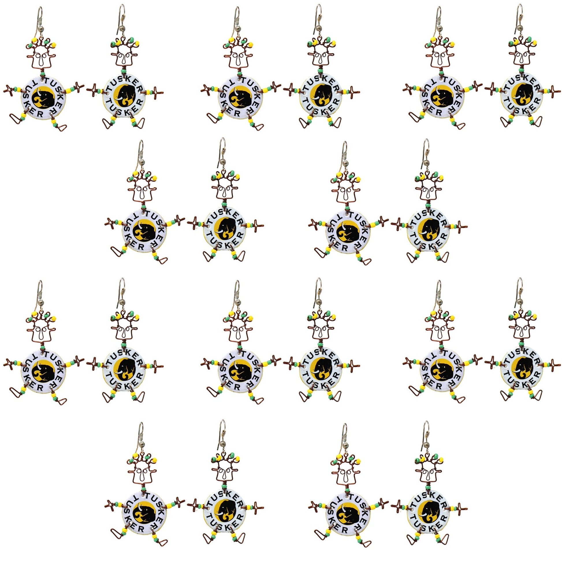 Set of 10 Dancing Tusker Dangle Earrings    Home Decor Supply | Online Retail | ShoreShopper.com